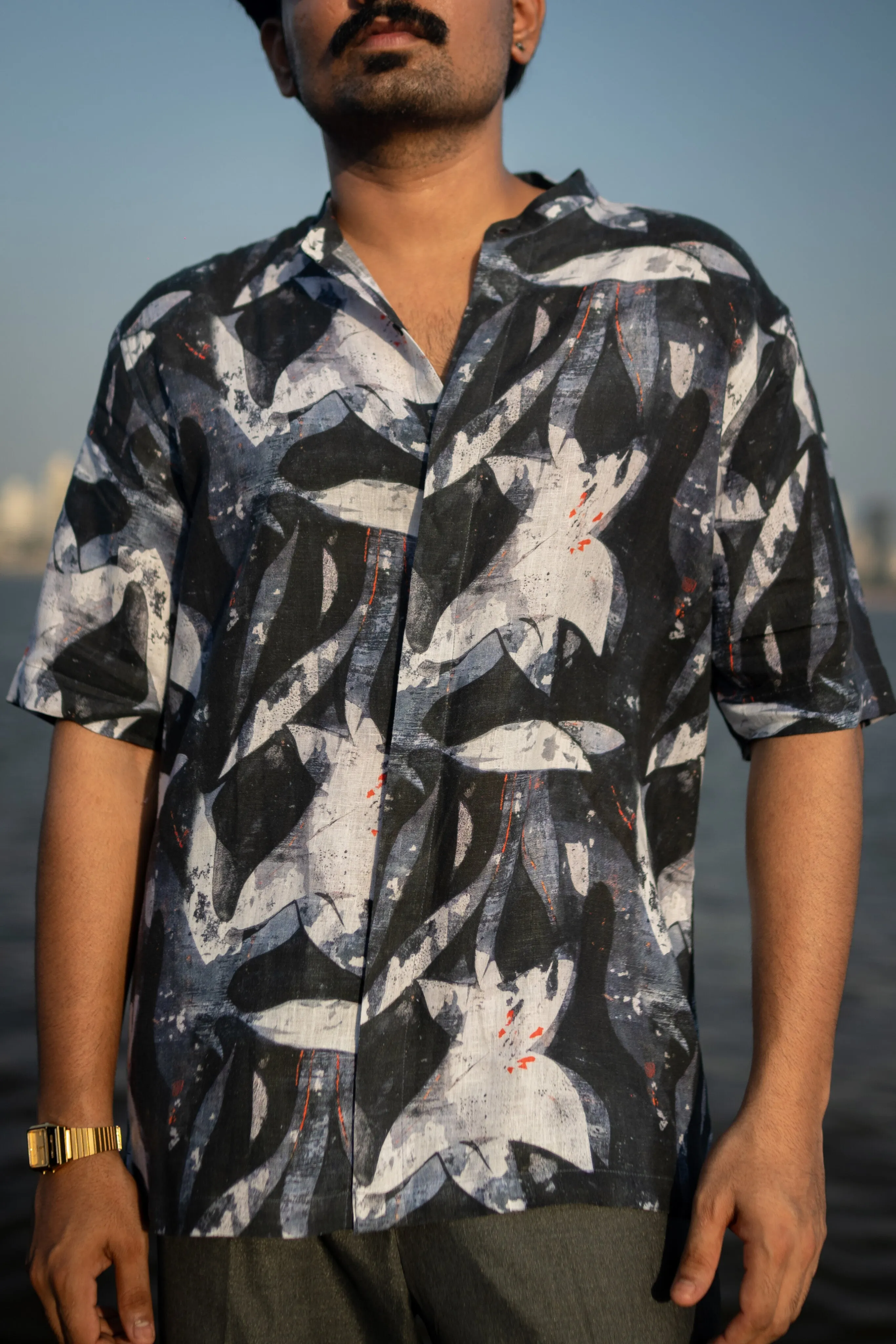Abstarct Bloom Unisex (Pure Linen Short Sleeve Shirt) - AddysForMen