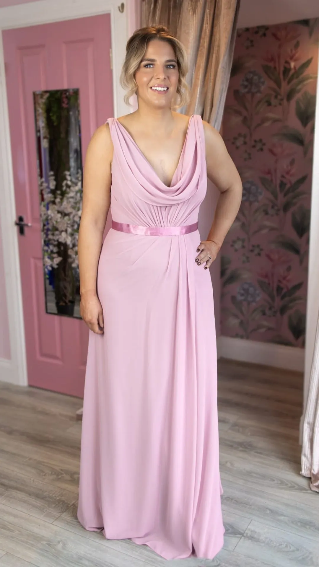Clara Pink Multi Way Cowl Neck Sample Dress Bridesmaid Dress