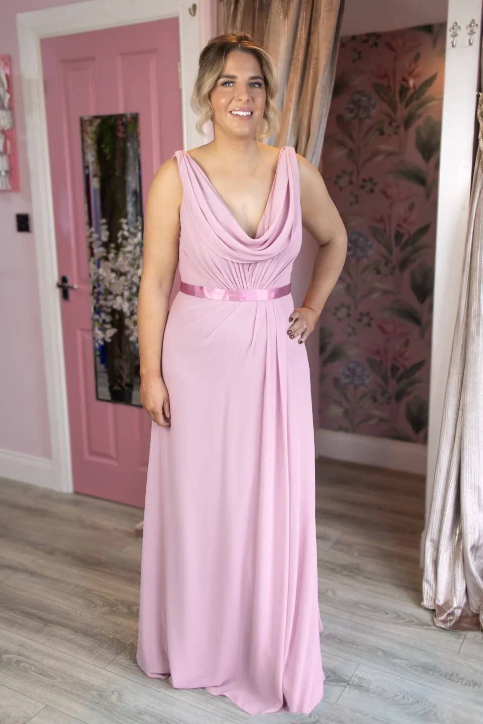 Clara Pink Multi Way Cowl Neck Sample Dress Bridesmaid Dress