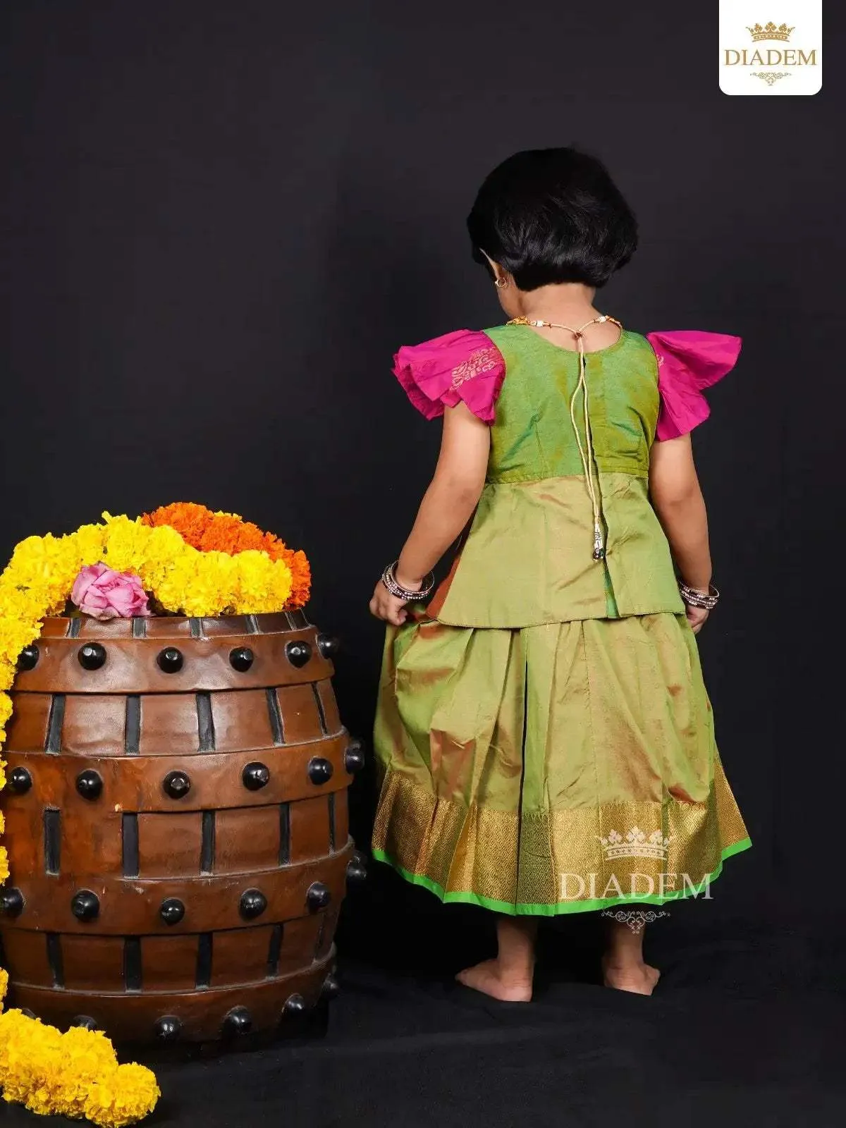 Dark Pink Pattu Pavadai with Zari Border