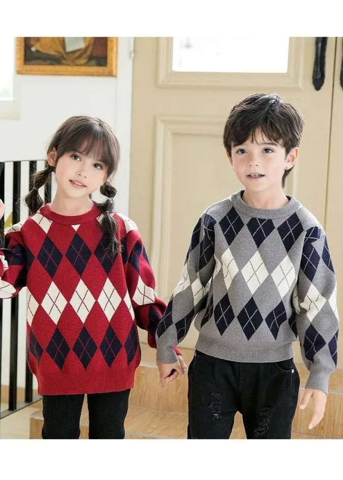 Family Matching Argyle Sweaters  Classic Knit Unisex Pullovers