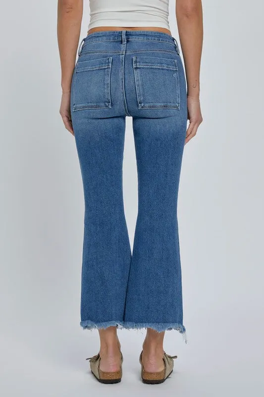 Frayed Hem Cargo Crop Flare