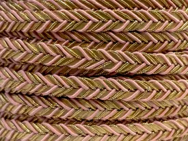 Golden Braid Border, Peach And Golden,  Laces for Dress, Home Décor, Shoe, Bags, Hats, DIY, Handmade, 0.2 inch Broad