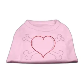 Heart and Crossbones Rhinestone Shirts Light Pink XXXL(20)