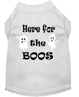 Here For The Boos Screen Print Dog Shirt White Sm (10)
