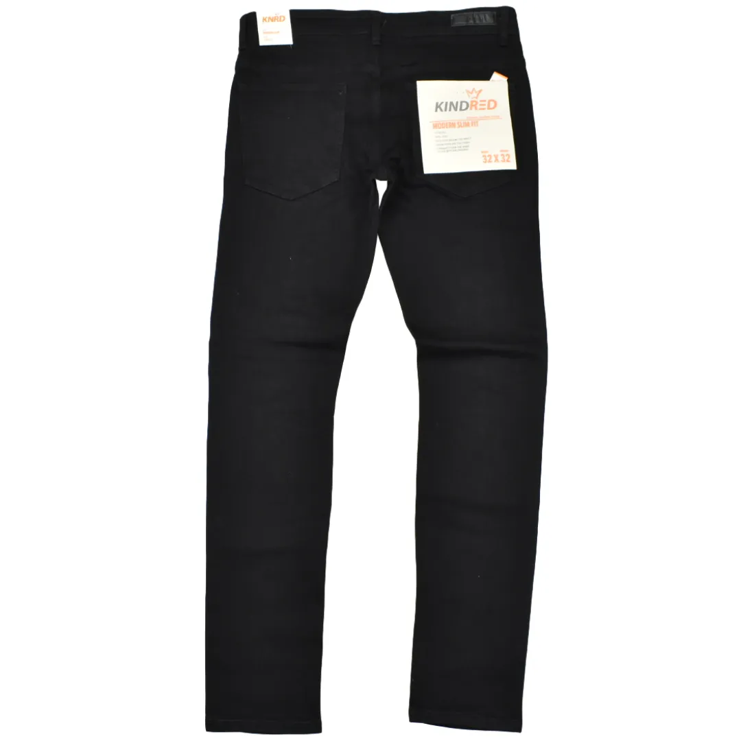 KIND RED SLIM FIT RHINESTONE JEANS JET BLACK KD2008