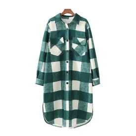 LOOSE PLAID WOOLEN COAT