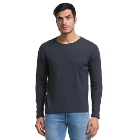 Men Grey Solid Cotton Full Sleeve Sweaters