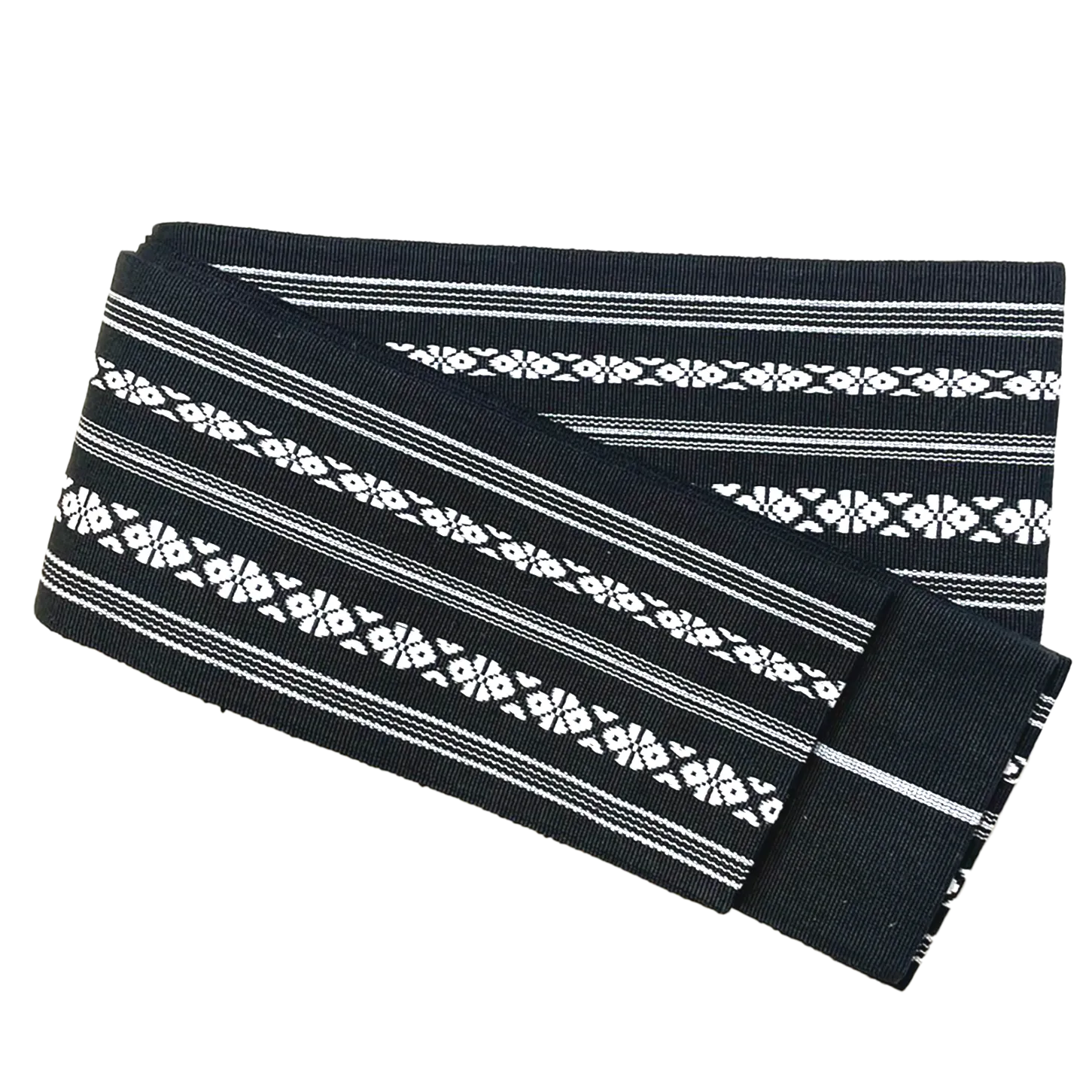 Men's Kaku-Obi Belt : Traditional pattern, Black