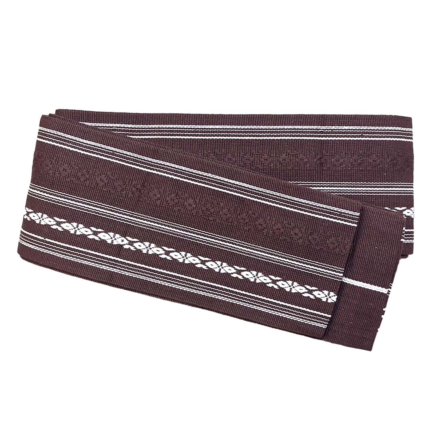 Men's Kaku-Obi Belt : Traditional pattern, Brown