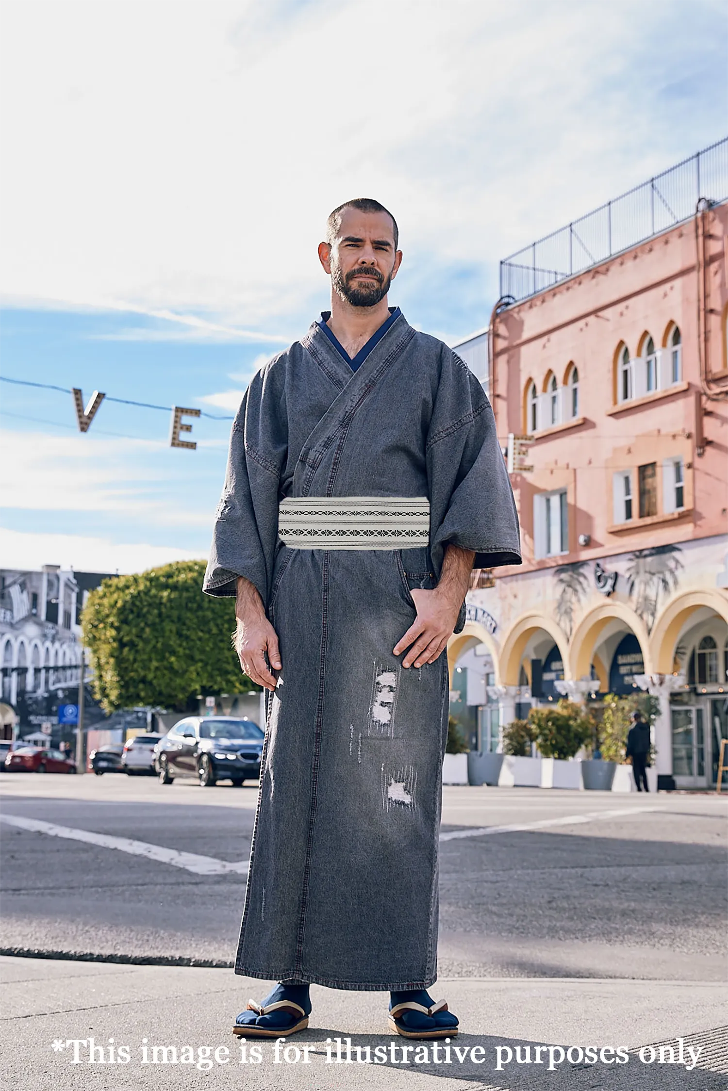 Men's Kaku-Obi Belt : Traditional pattern, Gray