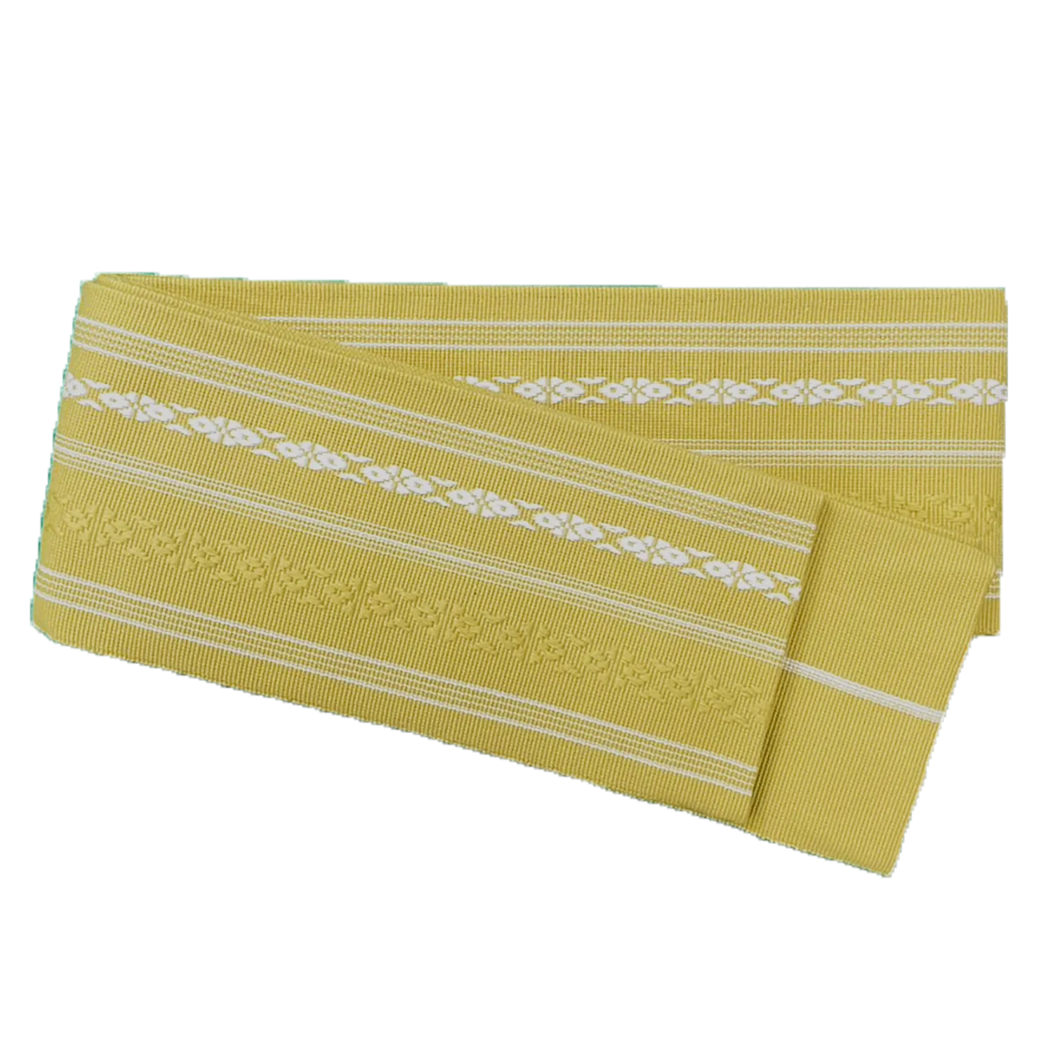 Men's Kaku-Obi Belt : Traditional pattern, Light Yellow