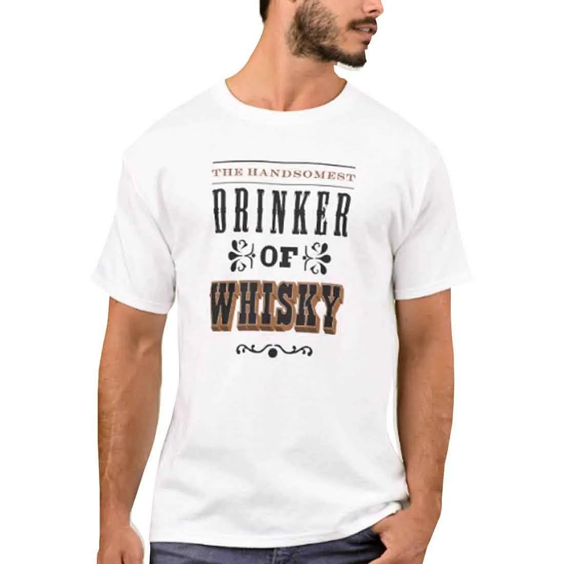 Nutcase Designer Round Neck Men's T-Shirt Wrinkle-Free Poly Cotton Tees - Drinker of Whisky