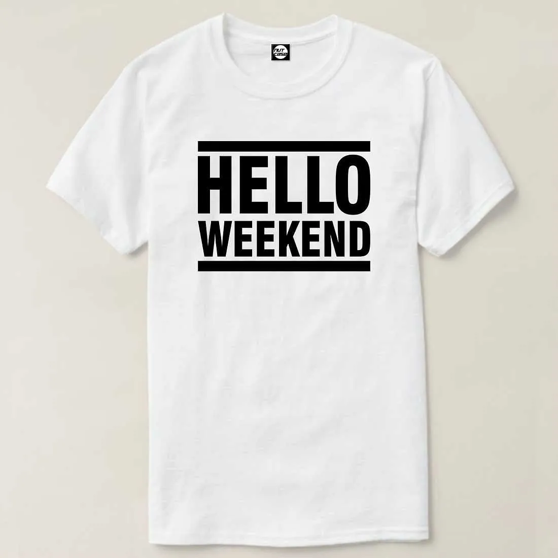 Nutcase Designer Round Neck Men's T-Shirt Wrinkle-Free Poly Cotton Tees - Hello Weekend
