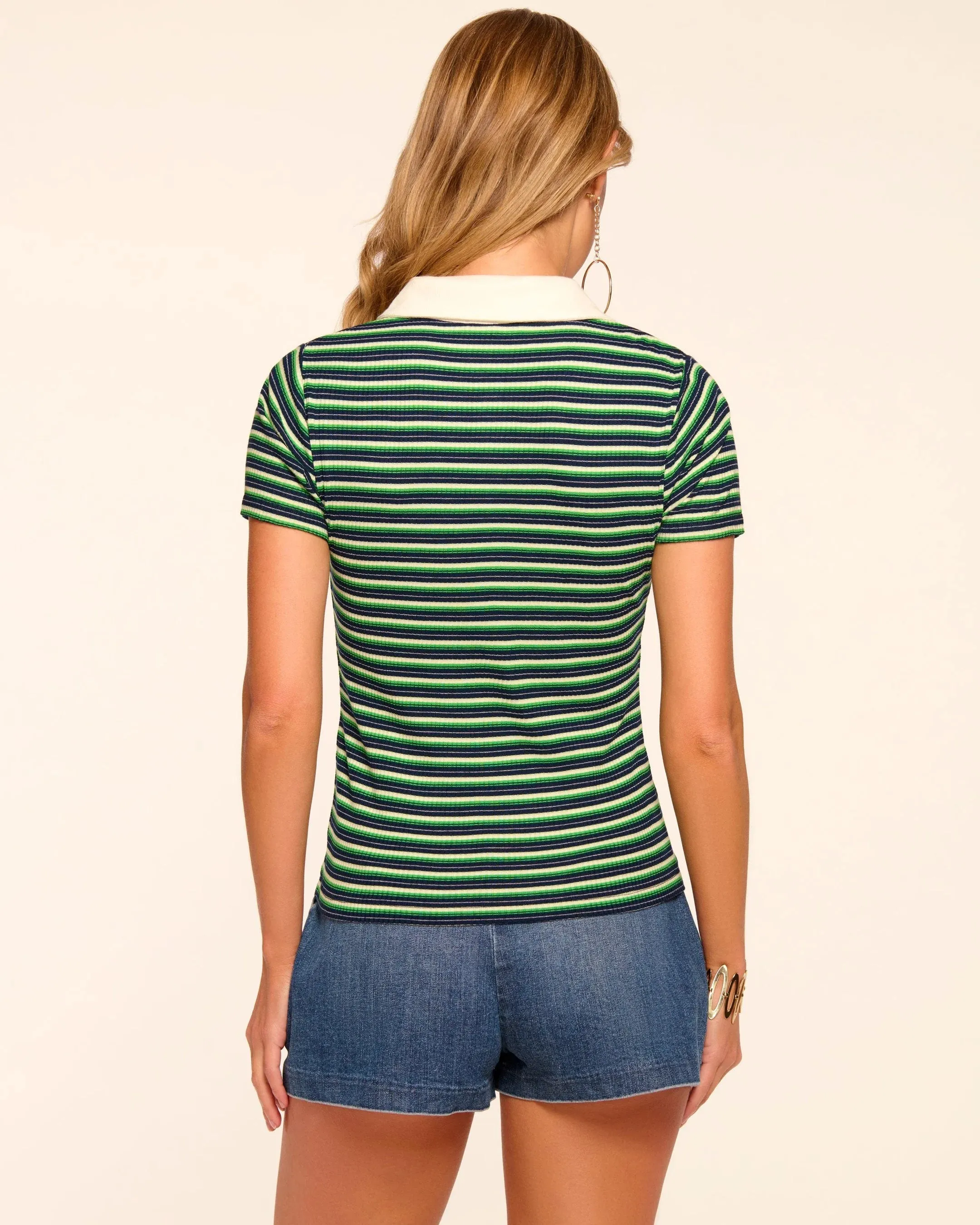 Ramy Brook Avalon Ribbed Knit Polo Top