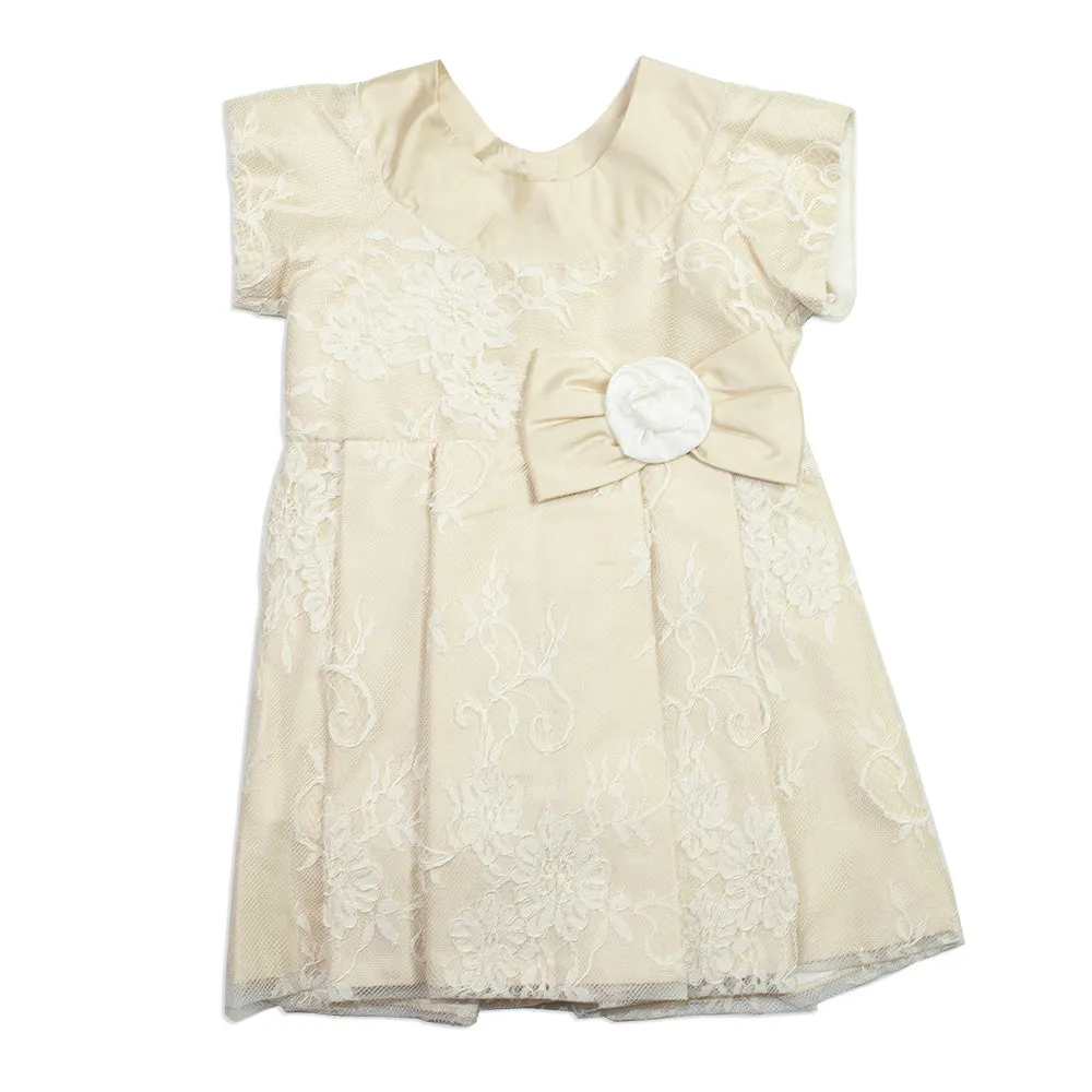 Styled By Alexandros - Girls Ivory Silk Lace Party Dress