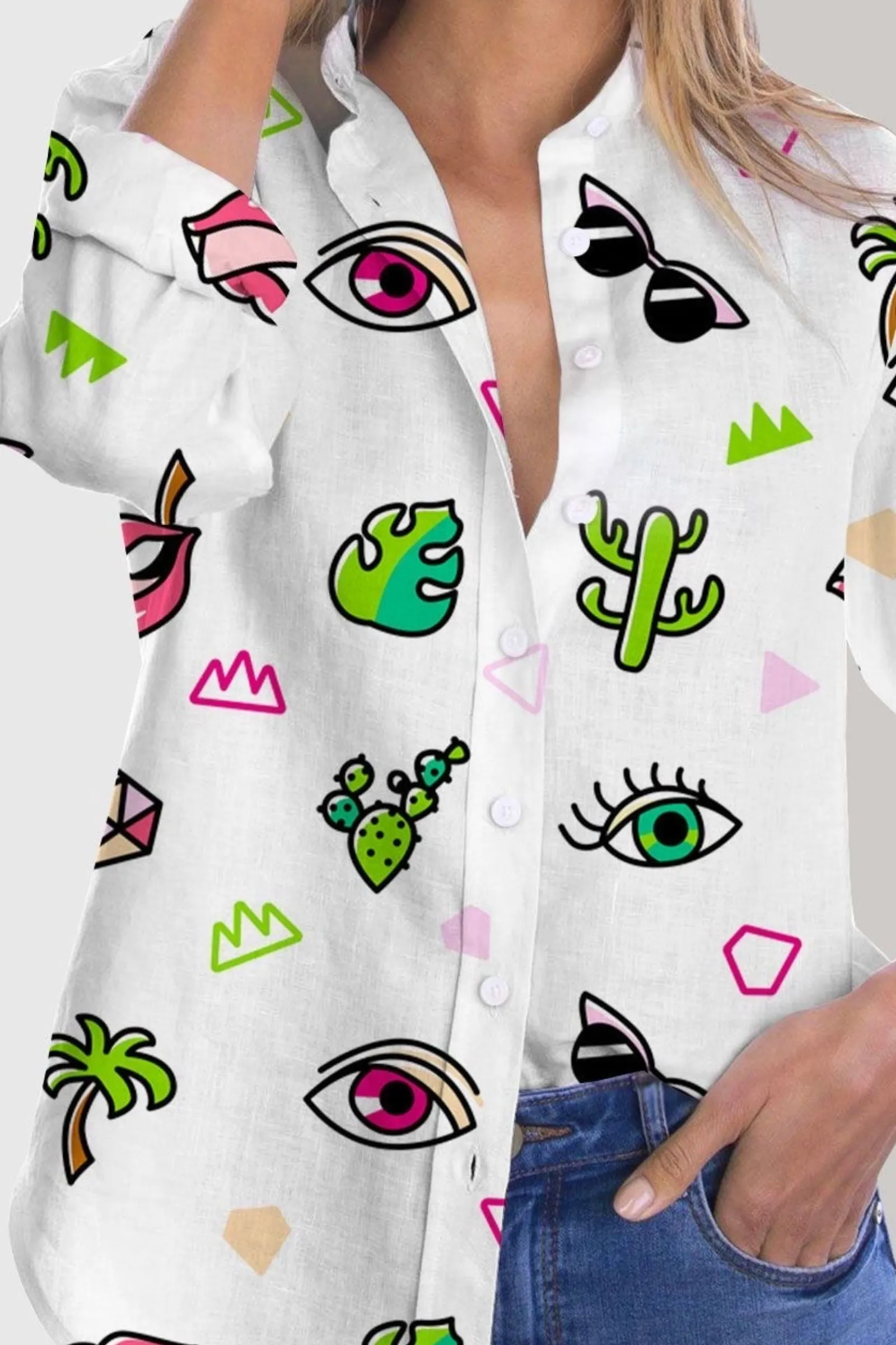WHITE GREEN EVIL EYE SHIRT