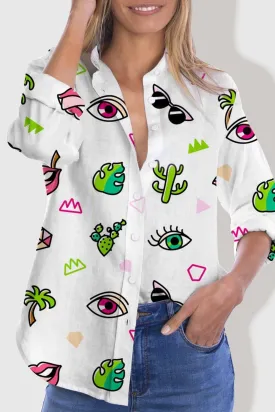WHITE GREEN EVIL EYE SHIRT