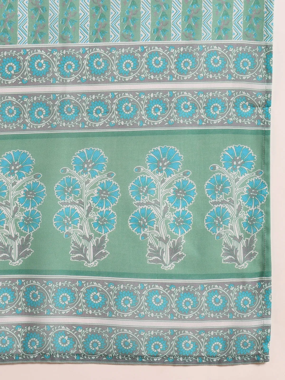 Women Green Poly Rayon Floral Printed Straight Kurta Trousers With Dupatta